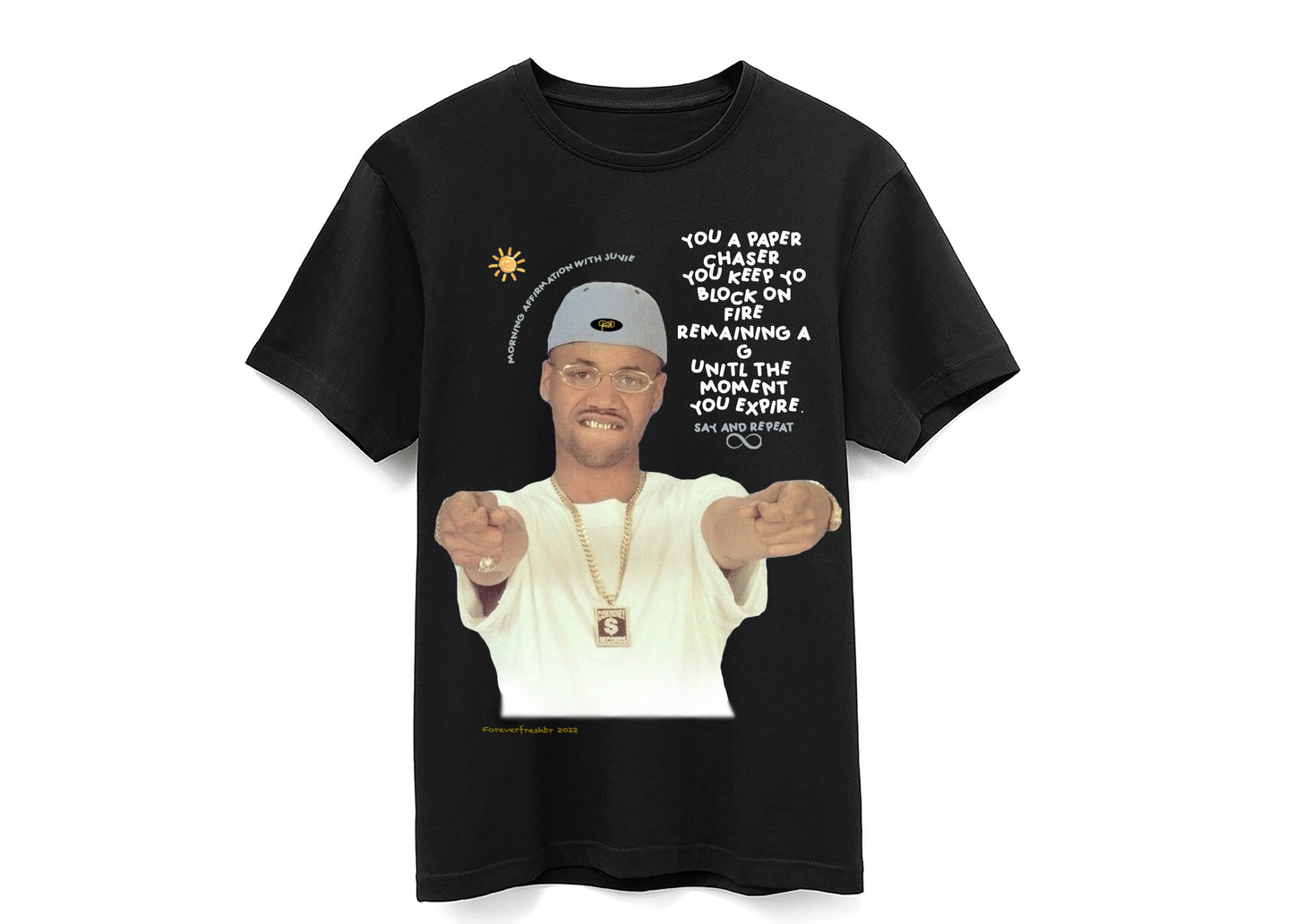 Morning Affirmations with Juvie tee in black